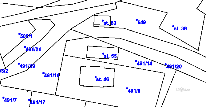Parcela st. 55 v KÚ Lískovec u Nedvědice, Katastrální mapa