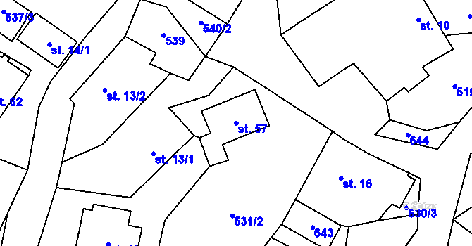 Parcela st. 57 v KÚ Lískovec u Nedvědice, Katastrální mapa