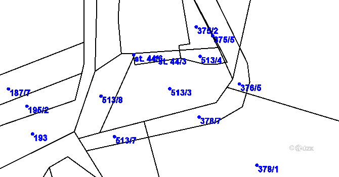 Parcela st. 513/3 v KÚ Lískovec u Nedvědice, Katastrální mapa