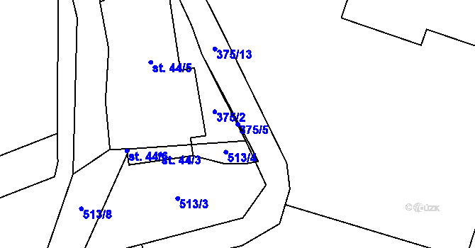 Parcela st. 375/5 v KÚ Lískovec u Nedvědice, Katastrální mapa