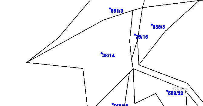 Parcela st. 38/14 v KÚ Lískovec u Nedvědice, Katastrální mapa