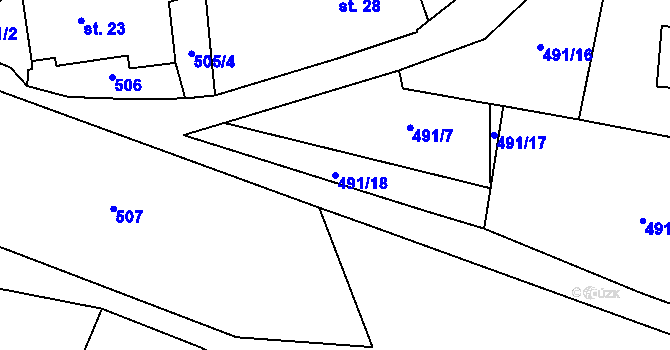 Parcela st. 491/18 v KÚ Lískovec u Nedvědice, Katastrální mapa
