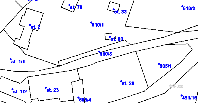 Parcela st. 510/3 v KÚ Lískovec u Nedvědice, Katastrální mapa