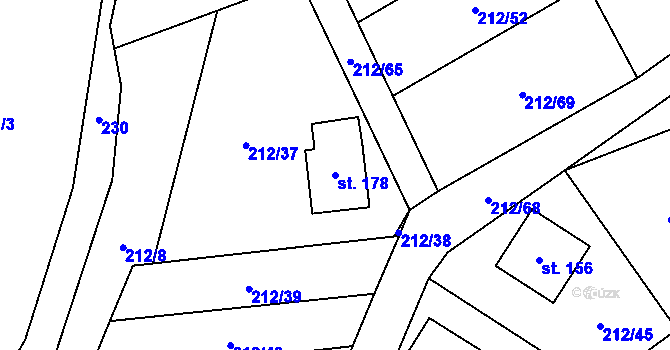 Parcela st. 178 v KÚ Ujčov, Katastrální mapa