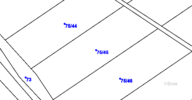 Parcela st. 75/45 v KÚ Ujčov, Katastrální mapa