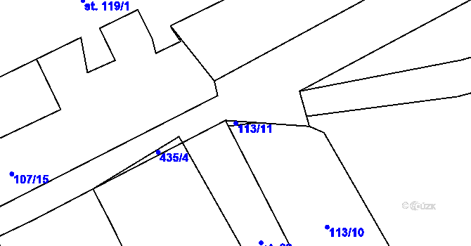 Parcela st. 113/11 v KÚ Ujčov, Katastrální mapa