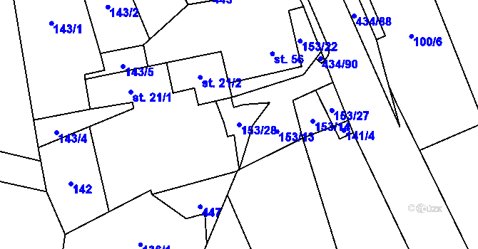 Parcela st. 153/28 v KÚ Ujčov, Katastrální mapa
