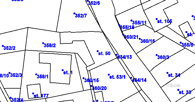 Parcela st. 50 v KÚ Ujčov, Katastrální mapa