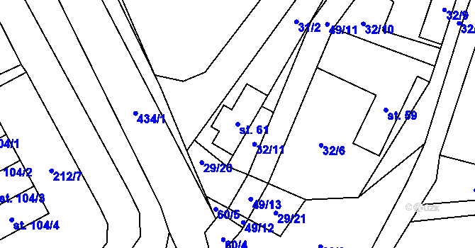 Parcela st. 61 v KÚ Ujčov, Katastrální mapa