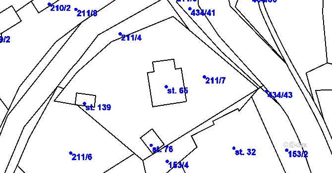 Parcela st. 65 v KÚ Ujčov, Katastrální mapa