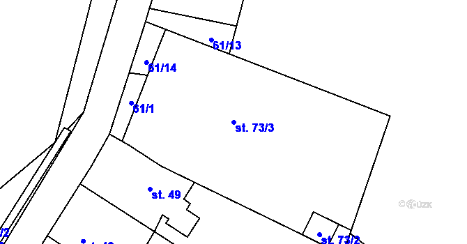 Parcela st. 73/3 v KÚ Ujčov, Katastrální mapa