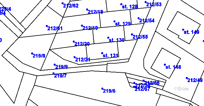 Parcela st. 131 v KÚ Ujčov, Katastrální mapa