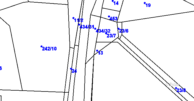 Parcela st. 13 v KÚ Ujčov, Katastrální mapa