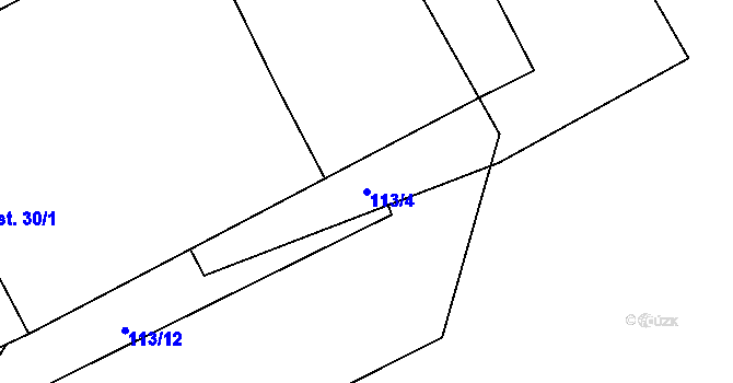 Parcela st. 113/4 v KÚ Ujčov, Katastrální mapa