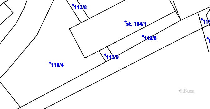 Parcela st. 113/9 v KÚ Ujčov, Katastrální mapa