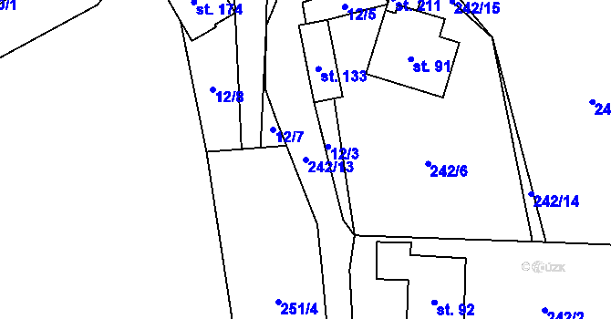 Parcela st. 242/13 v KÚ Ujčov, Katastrální mapa