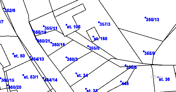 Parcela st. 355/5 v KÚ Ujčov, Katastrální mapa