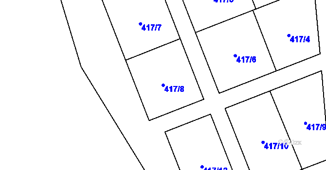 Parcela st. 417/8 v KÚ Ujčov, Katastrální mapa