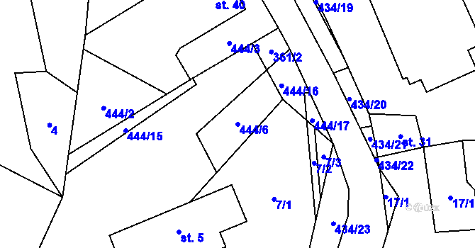 Parcela st. 444/6 v KÚ Ujčov, Katastrální mapa