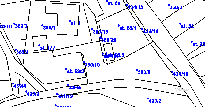 Parcela st. 184 v KÚ Ujčov, Katastrální mapa