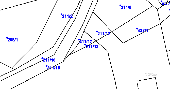 Parcela st. 211/13 v KÚ Ujčov, Katastrální mapa