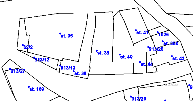 Parcela st. 39 v KÚ Újezd u Hořovic, Katastrální mapa