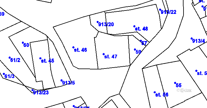 Parcela st. 47 v KÚ Újezd u Hořovic, Katastrální mapa