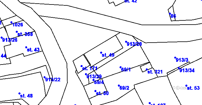Parcela st. 49 v KÚ Újezd u Hořovic, Katastrální mapa