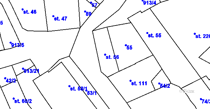 Parcela st. 56 v KÚ Újezd u Hořovic, Katastrální mapa