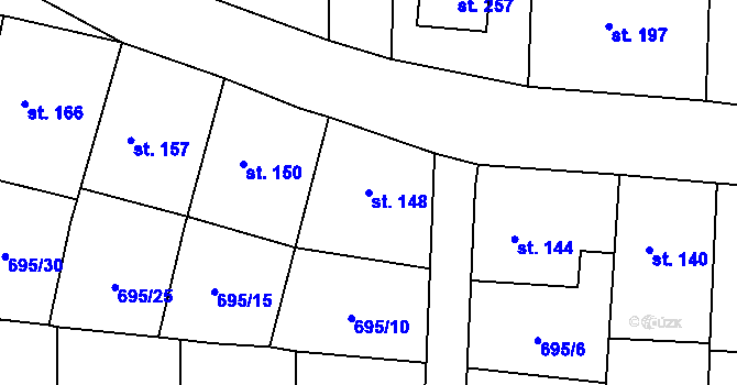 Parcela st. 148 v KÚ Újezd u Hořovic, Katastrální mapa