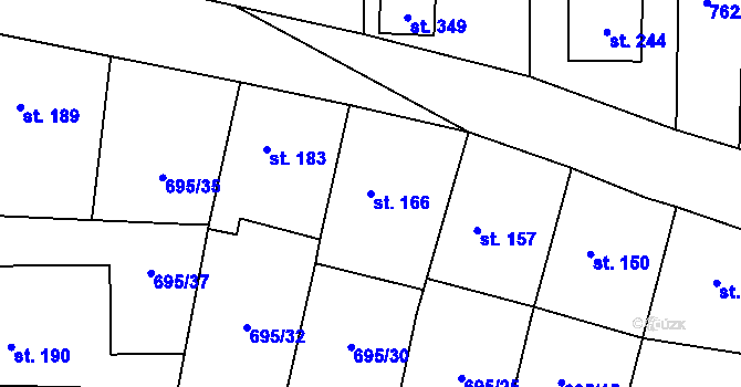 Parcela st. 166 v KÚ Újezd u Hořovic, Katastrální mapa