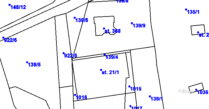 Parcela st. 139/4 v KÚ Újezd u Hořovic, Katastrální mapa