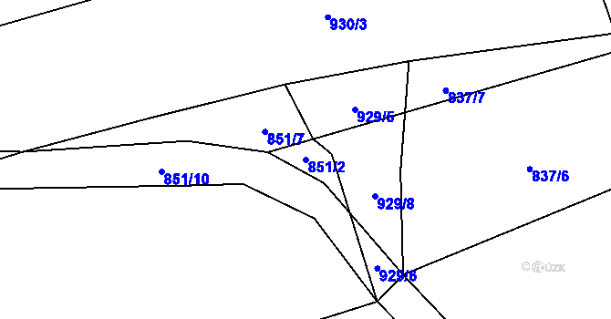 Parcela st. 851/2 v KÚ Újezd u Hořovic, Katastrální mapa