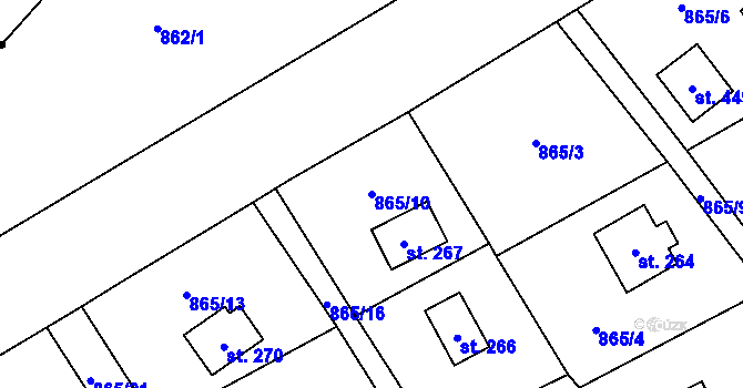 Parcela st. 865/10 v KÚ Újezd u Hořovic, Katastrální mapa