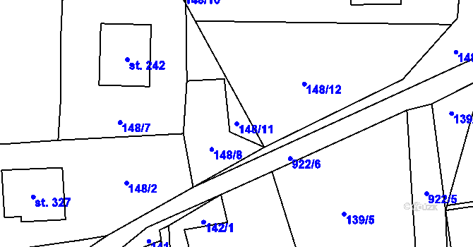 Parcela st. 148/11 v KÚ Újezd u Hořovic, Katastrální mapa