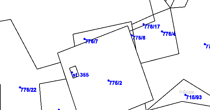 Parcela st. 776/5 v KÚ Újezd u Hořovic, Katastrální mapa