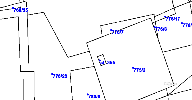 Parcela st. 776/6 v KÚ Újezd u Hořovic, Katastrální mapa