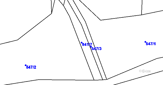 Parcela st. 941/7 v KÚ Újezd u Hořovic, Katastrální mapa