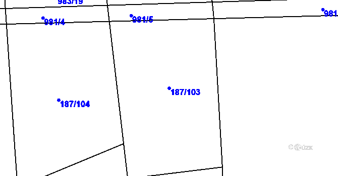 Parcela st. 187/103 v KÚ Újezd u Hořovic, Katastrální mapa