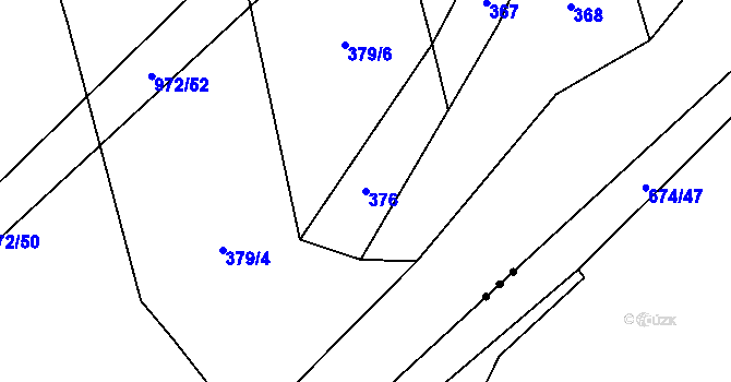 Parcela st. 376 v KÚ Újezd u Hořovic, Katastrální mapa