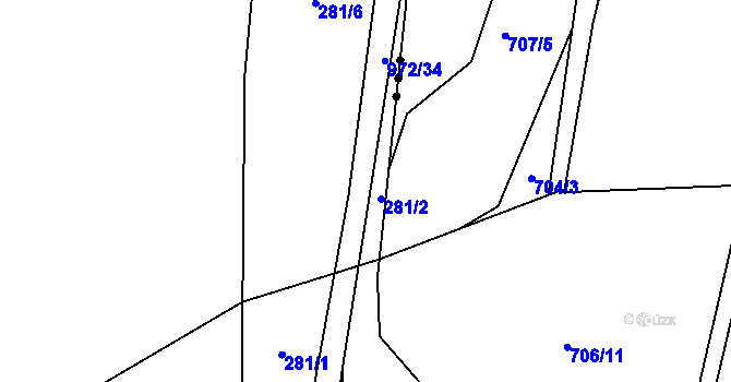 Parcela st. 972/35 v KÚ Újezd u Hořovic, Katastrální mapa
