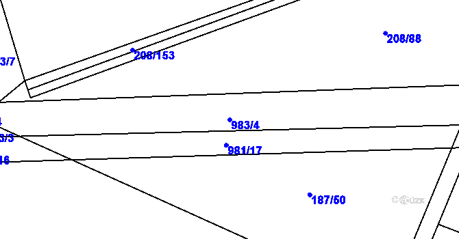 Parcela st. 983/4 v KÚ Újezd u Hořovic, Katastrální mapa