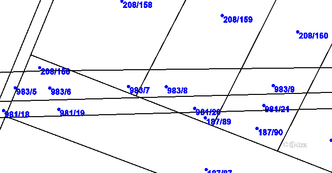 Parcela st. 983/8 v KÚ Újezd u Hořovic, Katastrální mapa