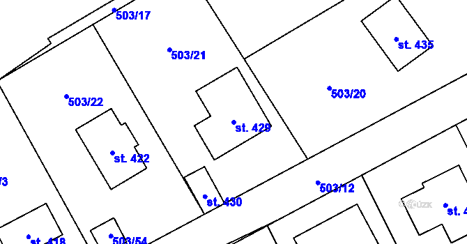 Parcela st. 429 v KÚ Újezd u Hořovic, Katastrální mapa