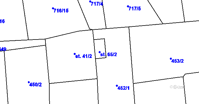 Parcela st. 65/2 v KÚ Újezdec u Luštěnic, Katastrální mapa