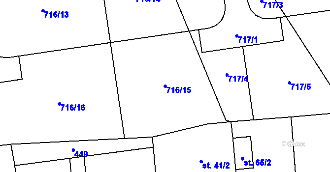 Parcela st. 716/15 v KÚ Újezdec u Luštěnic, Katastrální mapa