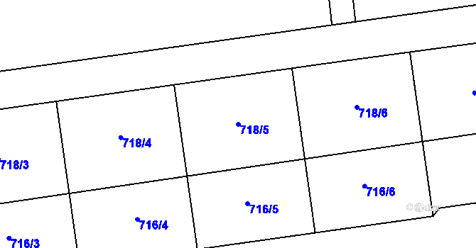 Parcela st. 718/5 v KÚ Újezdec u Luštěnic, Katastrální mapa