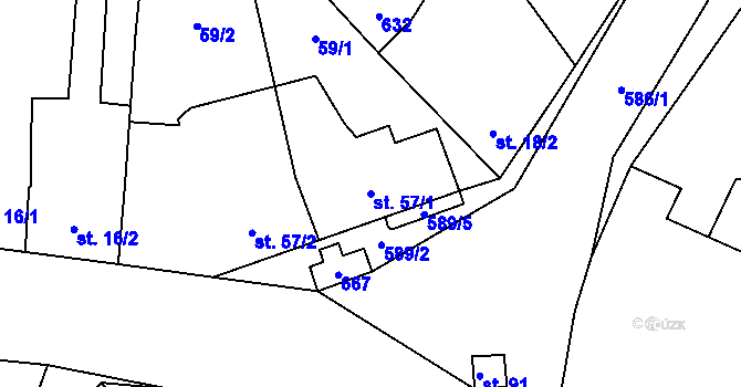 Parcela st. 57/1 v KÚ Újezd u Vodňan, Katastrální mapa
