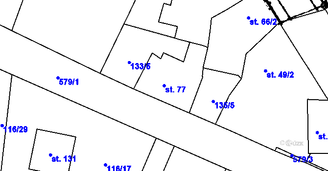Parcela st. 77 v KÚ Újezd u Vodňan, Katastrální mapa