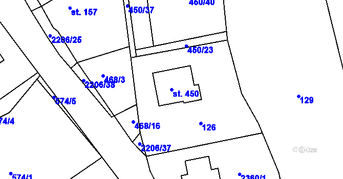 Parcela st. 450 v KÚ Újezd u Domažlic, Katastrální mapa